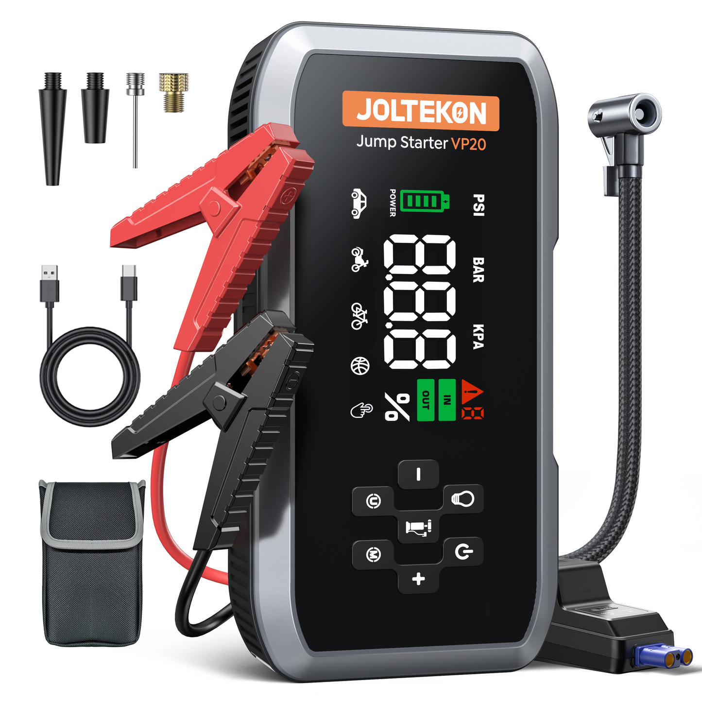 Car Battery Jump Starter with Air Compressor, 4500A Powerful Battery Jumper Starter Portable with 150PSI Auto-Pause Pump, 12V Jump Box for Car Battery with 10-Safety Protection(9L Gas/8L Diesel)