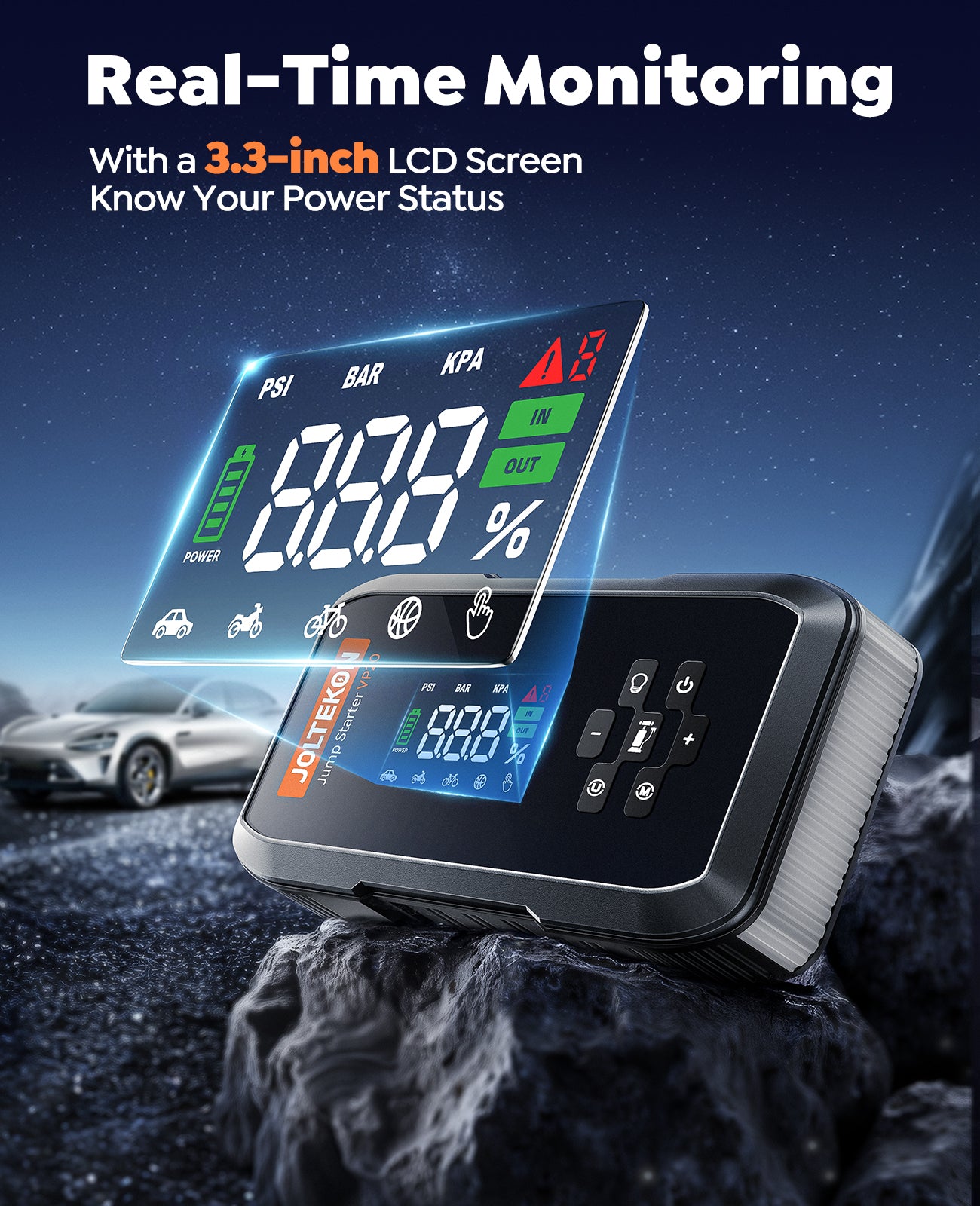 Car Battery Jump Starter with Air Compressor, 4500A Powerful Battery Jumper Starter Portable with 150PSI Auto-Pause Pump, 12V Jump Box for Car Battery with 10-Safety Protection(9L Gas/8L Diesel)