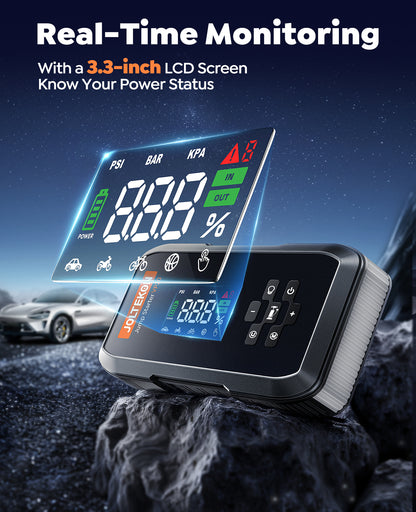 Car Battery Jump Starter with Air Compressor, 4500A Powerful Battery Jumper Starter Portable with 150PSI Auto-Pause Pump, 12V Jump Box for Car Battery with 10-Safety Protection(9L Gas/8L Diesel)