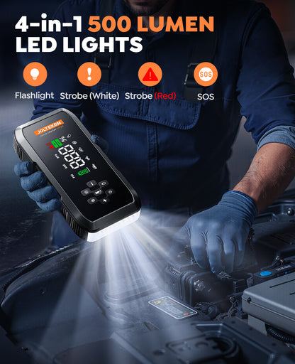 Car Battery Jump Starter with Air Compressor, 4500A Powerful Battery Jumper Starter Portable with 150PSI Auto-Pause Pump, 12V Jump Box for Car Battery with 10-Safety Protection(9L Gas/8L Diesel)