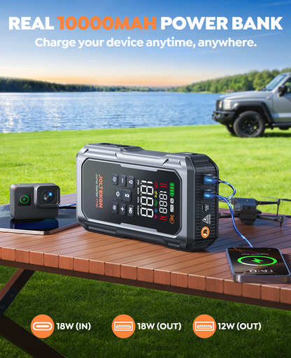 6000A 160PSI 9-in-1 Car Battery Jump Starter with Air Compressor & Air Blower (All Gas 12L Diesel), Battery Jumper Starter Portable Jump Box for Car Battery with 800LM Light/18W Fast Charge