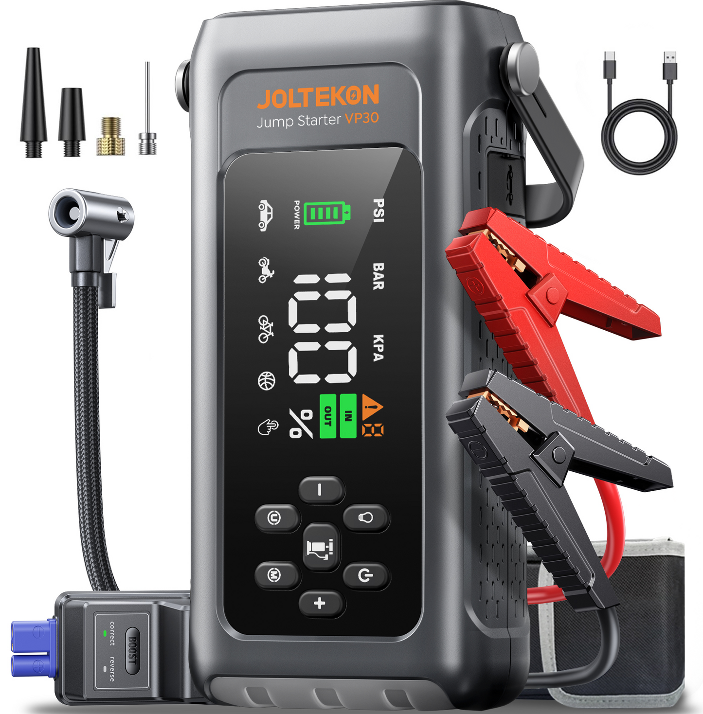 JOLTEKON Car Battery Jump Starter with Air Compressor 4500A 150PSI, Ca JOLTEKON Car Battery Jump Starter with Air Compressor 4500A 150PSI, Ca