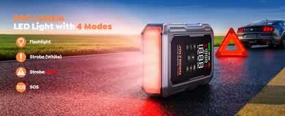6000A 160PSI 9-in-1 Car Battery Jump Starter with Air Compressor & Air Blower (All Gas 12L Diesel), Battery Jumper Starter Portable Jump Box for Car Battery with 800LM Light/18W Fast Charge